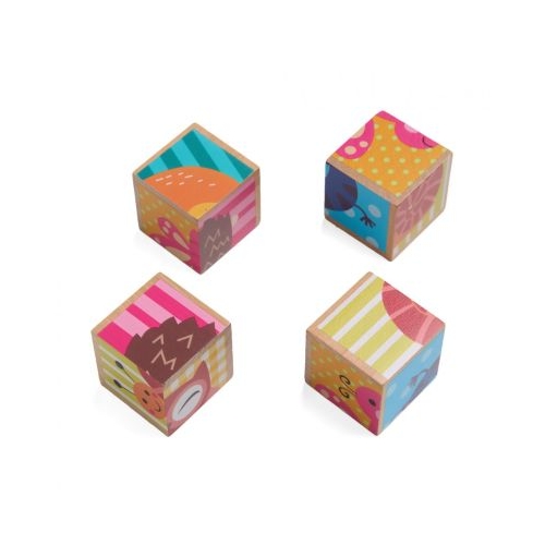 PUZZLE DIN LEMN CU ANIMALE 4 PIESE MOMKI