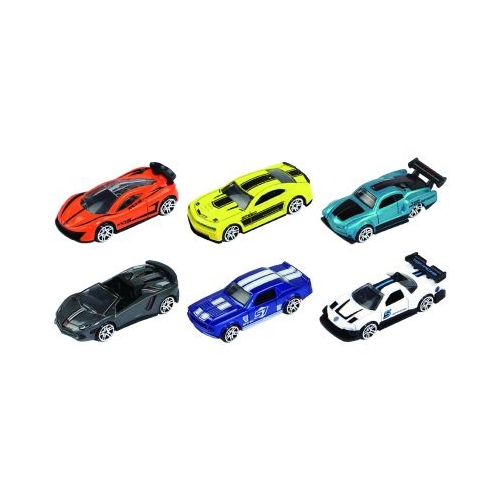 Macheta Die Cast set 6 masini de curse Deluxe diverse culori si modele 1/64