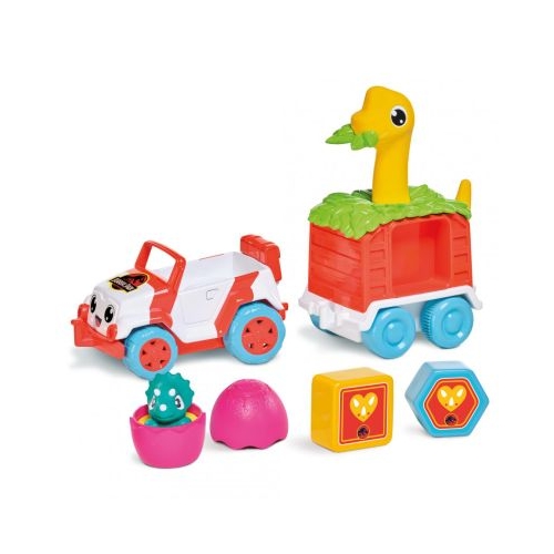 VEHICUL DE SALVARE CU REMORCA COLORATA DINO JURASSIC WORLD TOMY
