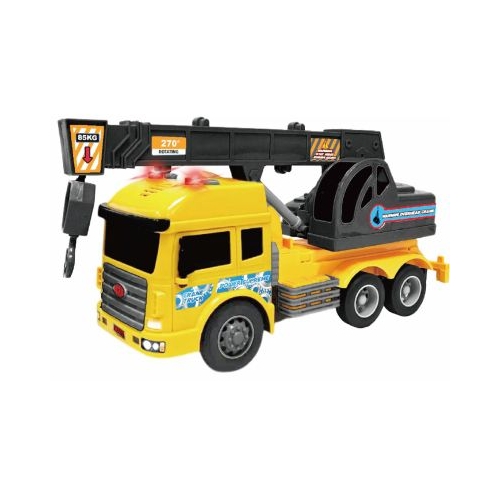 VEHICULE CU LUMINI SUNETE  SI FRICTIUNE SCARA 1/14 27CM MACARA GALBENA