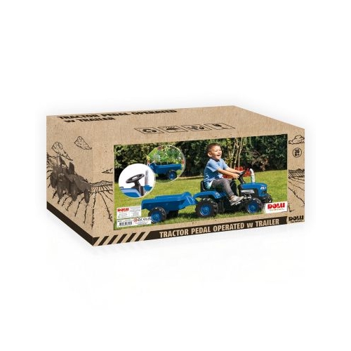 Tractor cu pedale si remorca Albastru 53x143x45 cm