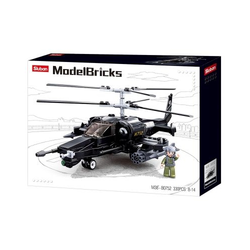 Set de constructie Machete, 333 piese, Elicopter de atac - Sluban