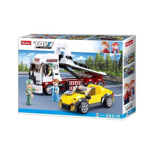 Set de constructie Town, 338 piese, Echipa de interventie - Camion cu platforma - Sluban