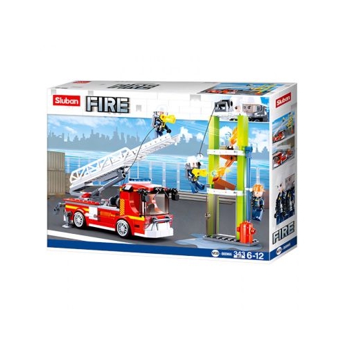 Set de constructie Fire, 343 piese, Masina pompieri cu scara - Sluban
