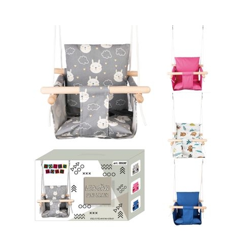 Leagan pentru copii, din lemn + material textil - ROBENTOYS