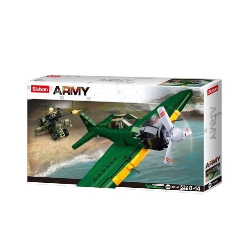 Set de constructie Army, 560 piese, Avion A6M Zero - Sluban