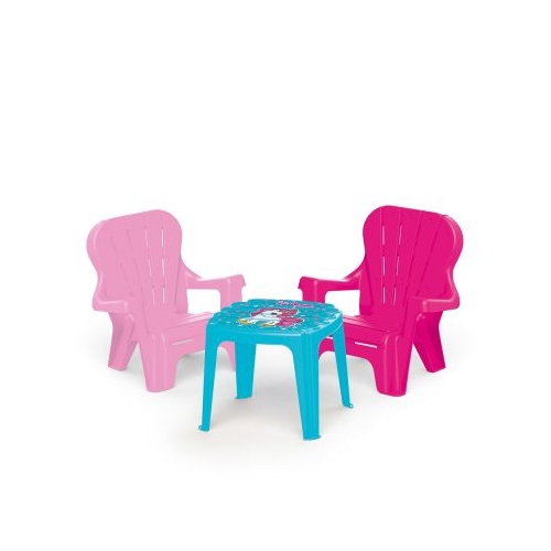 Masuta cu 2 scaunele, roz - Unicorn - Dolu