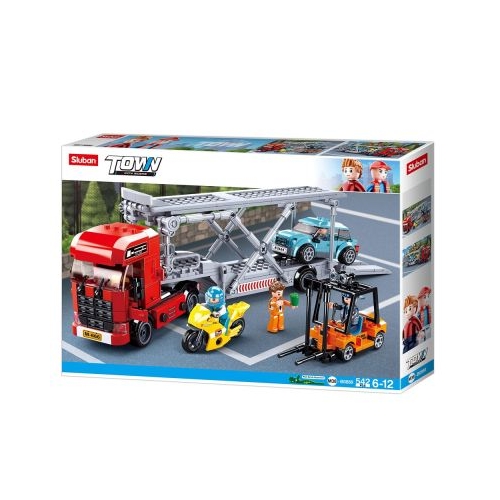 Set de constructie Town, 542 piese, Camion transport masini - Sluban