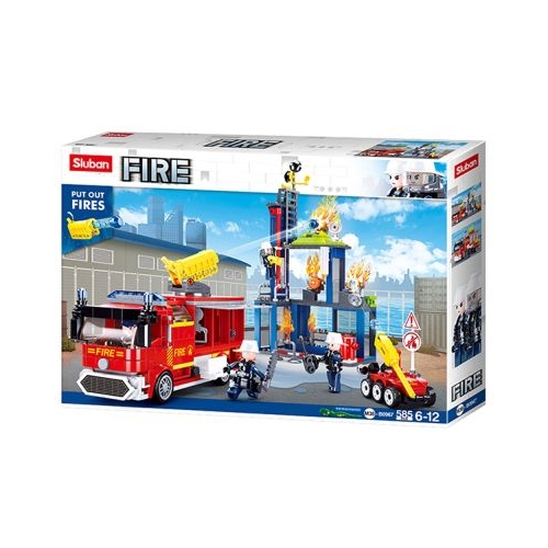 Set de constructie Fire, 585 piese, Incediu in oras - Sluban