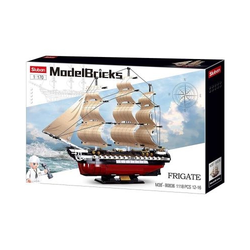 Set de constructie Machete, 1118 piese, Fregata Americana - Sluban
