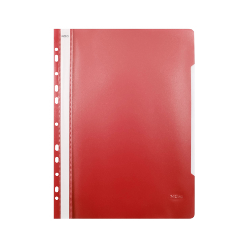 Dosar cu sina Noki 482011-080, plastic, rosu, multiperforatii pentru arhivare, colturi rotunjite, set 25 buc