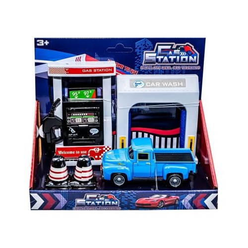 Benzinarie cu spalatorie + camioneta, 5 piese/set
