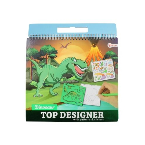 Carnetel de desen cu stickere si sabloane, Dinozauri, Toi-Toys