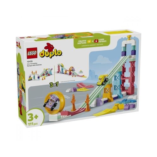 LEGO DUPLO. Rampe creative cu vehicule 3 în 1 10478, 111 piese