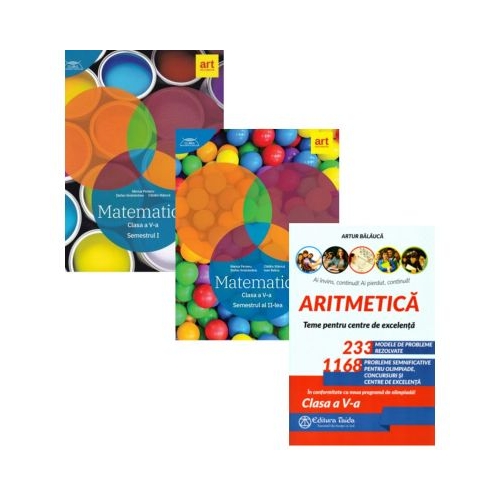 Pachet 3 Culegeri de Matematica pentru clasa a 5-a: Clubul Matematicienilor (semestrele 1+2) si Aritmetica. Olimpiade, concursuri si centre de excelenta - Marius Perianu, Artur Balauca