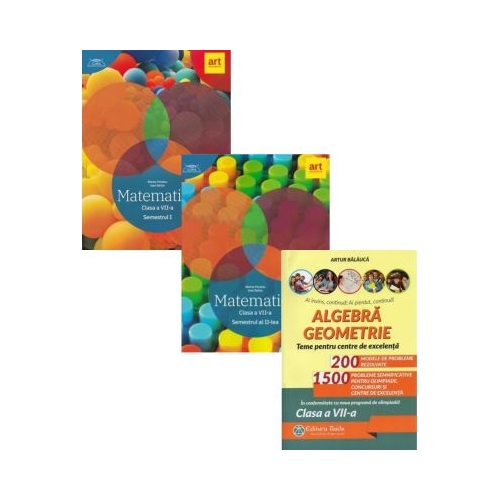 Pachet 3 Culegeri de Matematica pentru clasa a 7-a: Clubul Matematicienilor (semestrele 1+2) si Algebra, geometrie. Olimpiade, concursuri si centre de excelenta - Marius Perianu, Artur Balauca