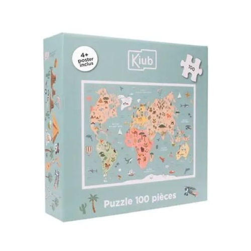 Puzzle 100 piese Carte du monde, Kiub