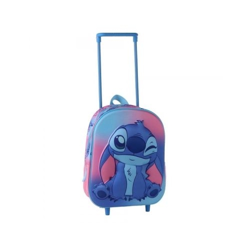 Ghiozdan gradinita Cerda Stitch 3D, 25 cm, 1 compartiment, tip troller, 630060
