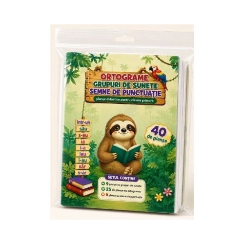 Ortograme, grupuri de sunete si semne de punctuatie. Set de 40 de planse didactice