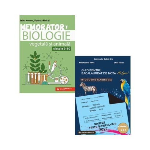 Pachet Bacalaureat Biologie 2027 clasele 9-10. Ghid pentru nota 10 si Memorator - Stelica Ene, Irina Kovacs