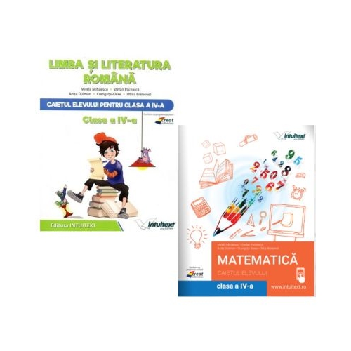 Pachet 2 Caiete: Limba si Literatura Romana si Matematica pentru clasa a 4-a - Mirela Mihaescu
