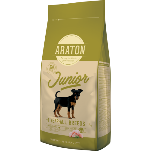 Hrana uscata pentru caini, cu pui, 15 kg, Araton Junior