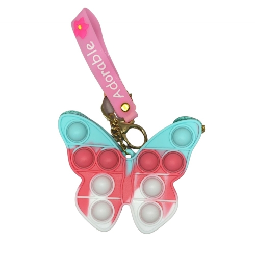 Jucarie antistres din silicon portofel Fluturas Pop it now and flip roz/bleu, FLIPPY