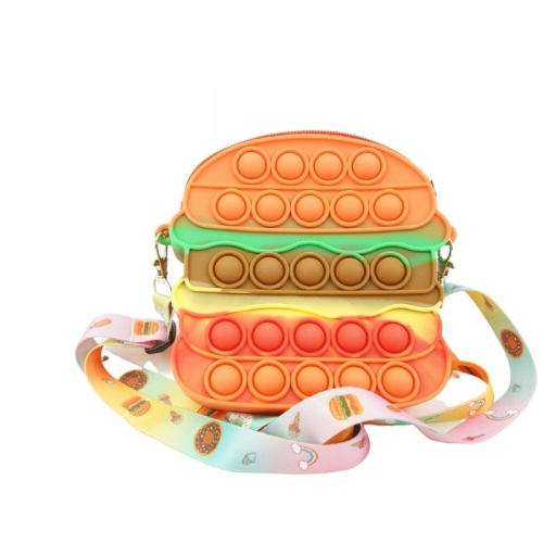Geanta de umar din silicon Pop it now and flip multicolora hamburger, FLIPPY