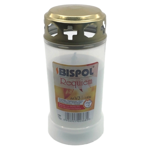 Candela de plastic cu capac V3, alba, durata 2 zile, Bispol