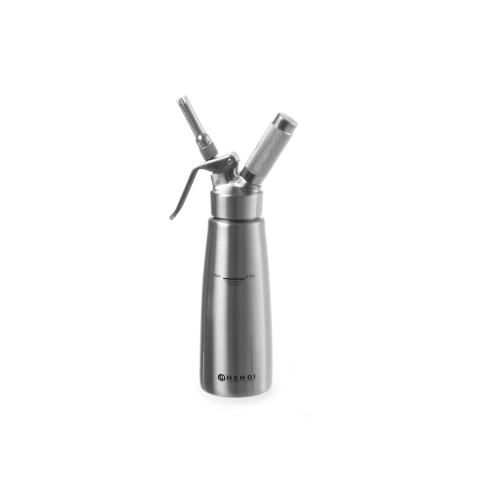 Aparat / sifon frisca, 0,5 litri, corp inox, Hendi Profi Line, include 3 duze si perie curatare, 85x(H)235 mm