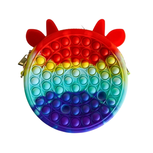 Jucarie antistres din silicon, Geanta Pop It, 16 cm, Flippy