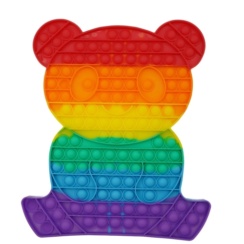 Jucarie antistres din silicon Pop it now and flip ursulet mare multicolor, FLIPPY