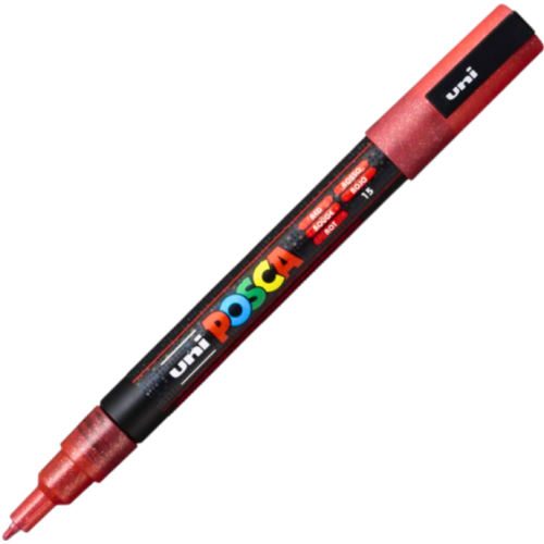 Marker UNI PC-3ML Posca 0. 9-1. 3 mm cu sclipici rosu Posca