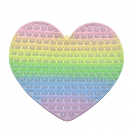 Jucarie antistres din silicon Pop it now and flip inima fosforescenta multicolor, FLIPPY