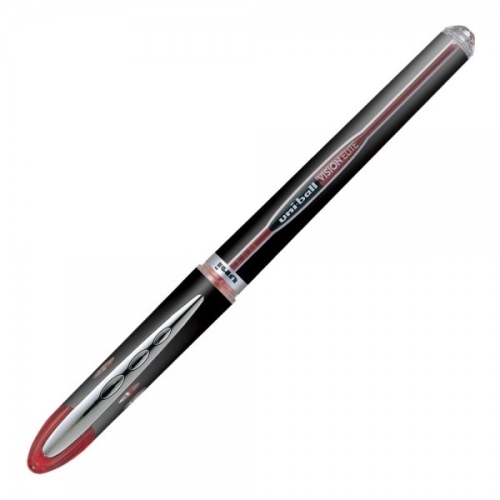 Roller Uni-ball Vision Elite UB-205 0.5mm corp negru detalii in culoarea scrisului rosu
