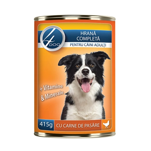 4DOG Conserva Caini cu carne de pasare 415g. Produse pentru caini si catei