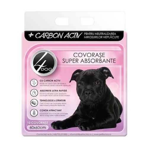 4Dog Covorase absorbante Charcoal 60x60 cm, 10 buc