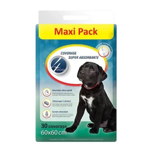 4Dog Covorase absorbante Maxi 60x60 cm, 30 buc