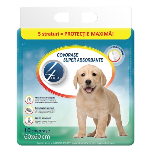 4Dog Covorase igienice absorbante 60x60cm, 10buc
