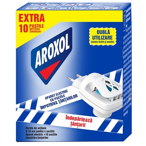 Aparat electric impotriva tantarilor cu 10 pastile, Aroxol