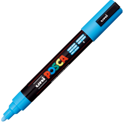 Marker UNI PC-5M 1. 8-2. 5 mm albastru deschis Posca