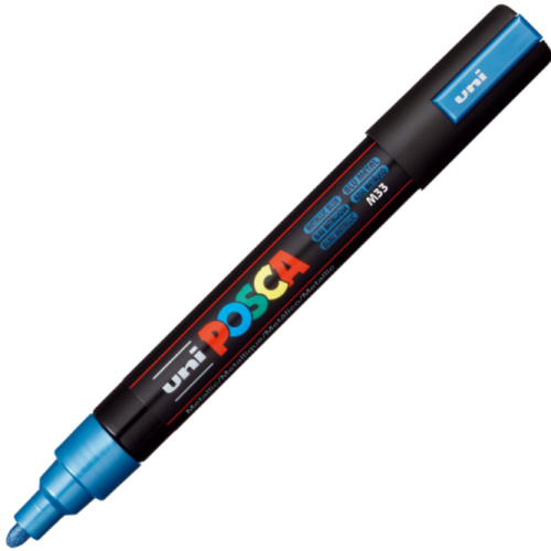 Marker UNI PC-5M 1. 8-2. 5 mm albastru metalizat Posca
