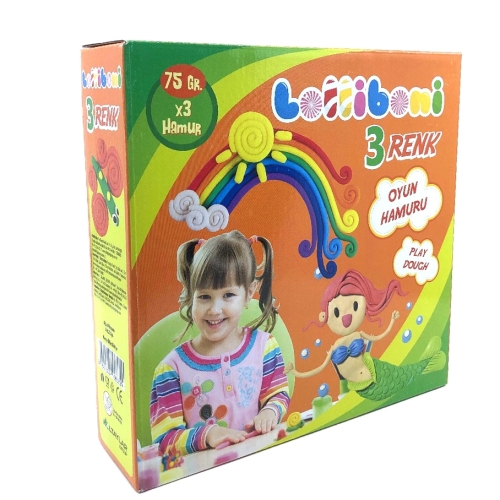 Cutie plastilina in 3 culori, 3 buc x 75g, Lolliboni
