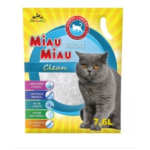 MIAU MIAU Asternut silicat pentru Pisici,  7.6L
