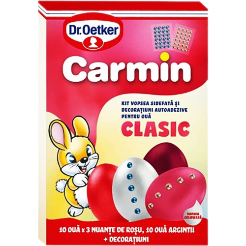 Vopsea oua sidefata si decoratiuni adezive, 40 oua, Dr Oetker, Carmin clasic	