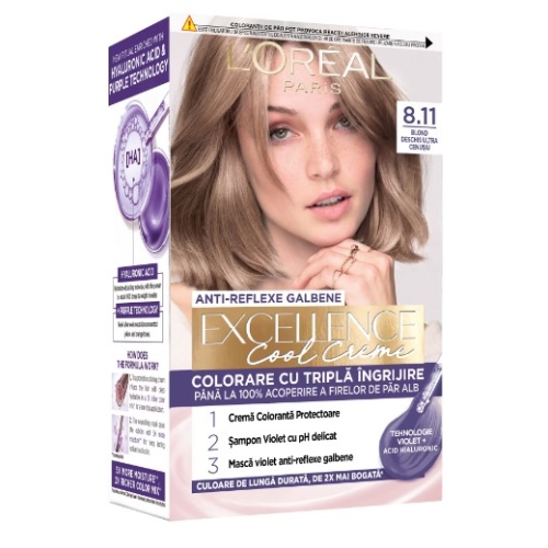 LOREAL EXCELLENCE VOPSEA DE PAR 8.11 ULTRA ASH LIGHT BLONDE