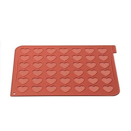 Forma din silicon pentru macarons in forma de inima, se utilizeaza la temperaturi cuprinse intre -60°C/+23°C