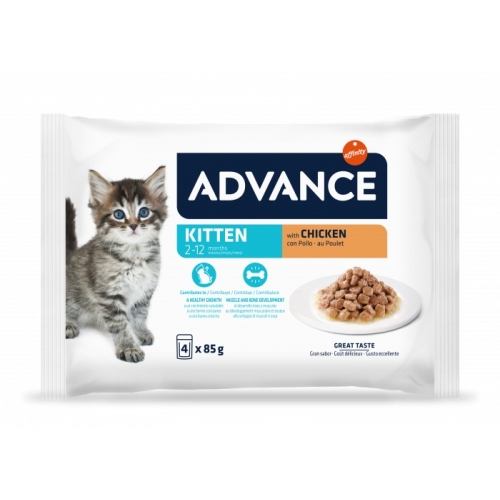 Hrana umeda Pisici, cu Pui,4x85 g, Advance Wet Kitten Multipack