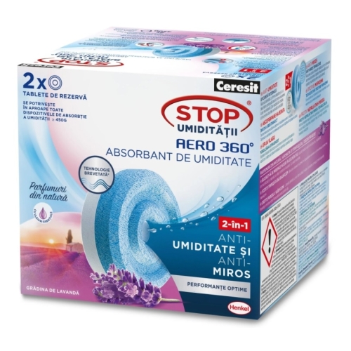 Tablete rezerva absorbant umiditate Aero 360°, 900g parfum de lavanda 2 buc Ceresit Absorbante umiditate Ceresit