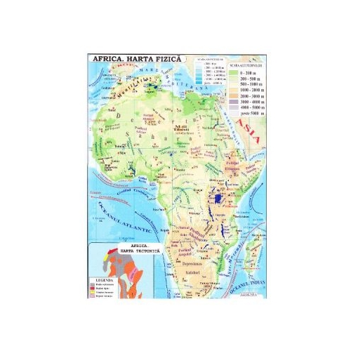 Africa si Australia - Harta fizica 1-40. 000. 000 (pliata), editura Carta Atlas